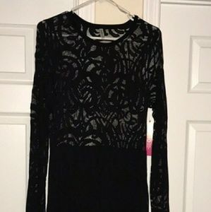SEXY Black Lace BODYCON DRESS L/XL